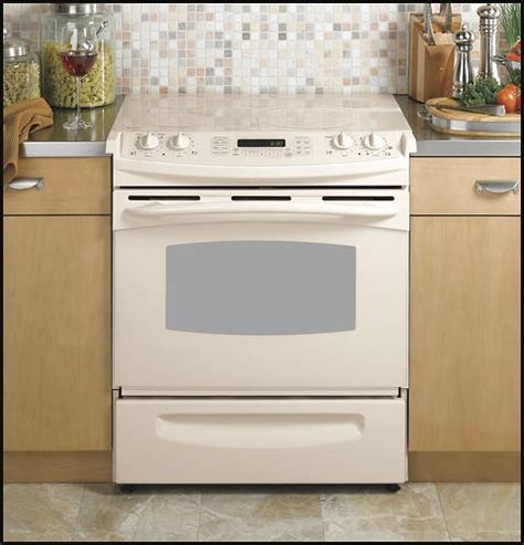 ge profile slide in gas stove in bisque